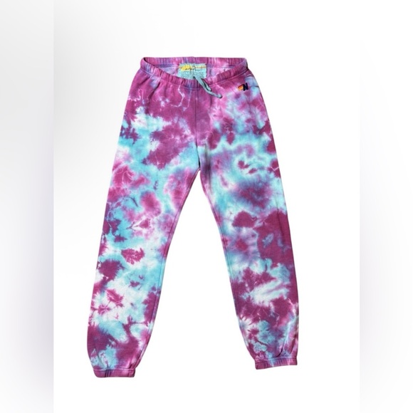 Aviator Nation Women's Hand Tie Dyed Sweatpant Magenta/Blue Made in USA Sz m - Picture 1 of 3